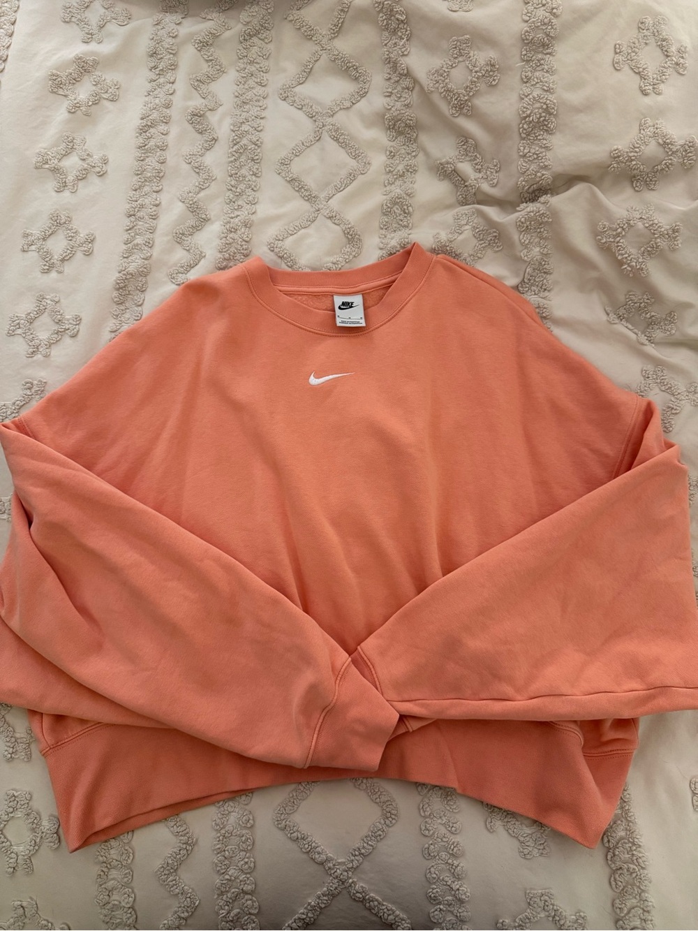 Nike Coral Crewneck Sweatshirt with White Swoosh